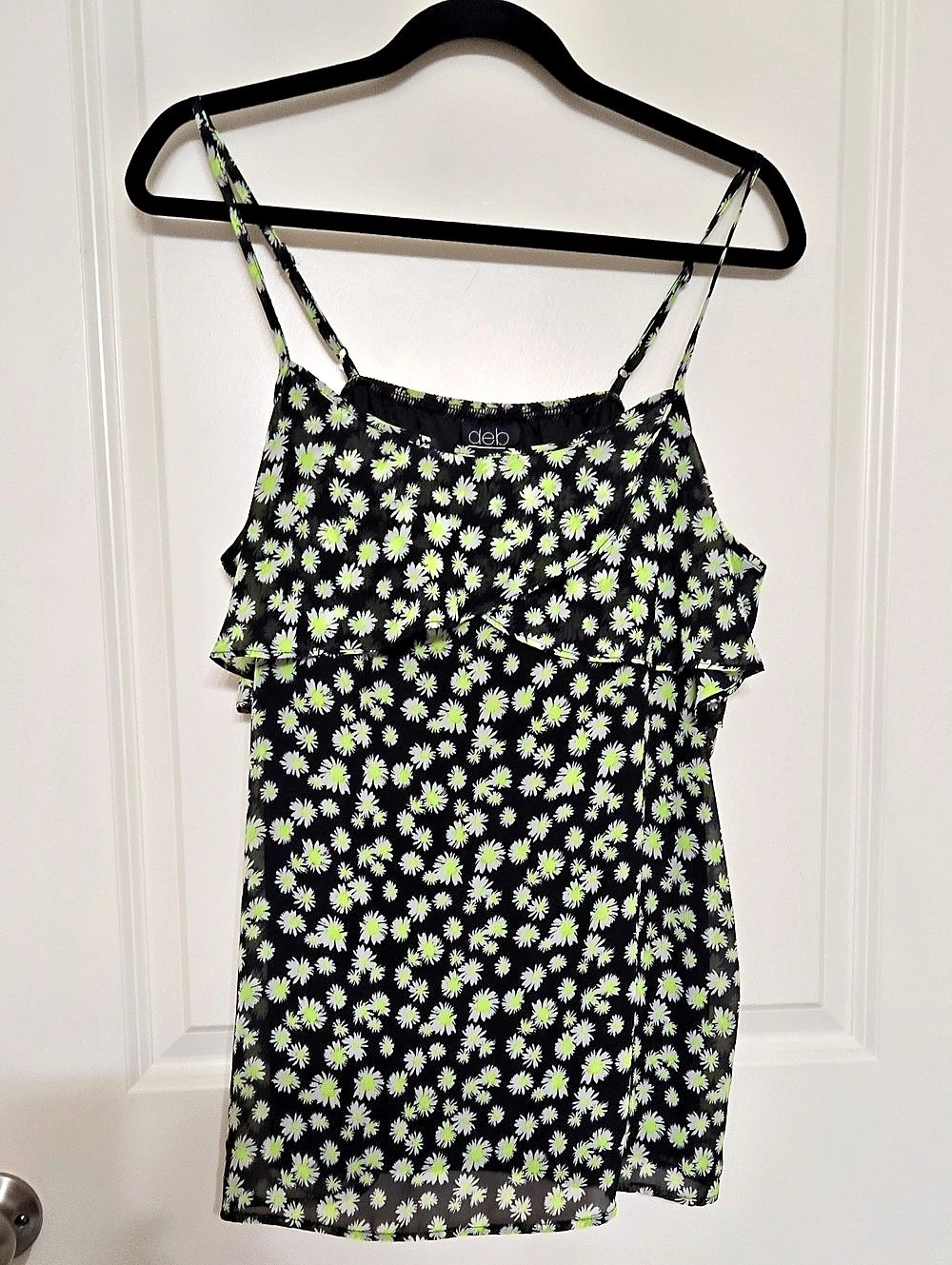 Deb Floral Camisole in Black & Green Size 2X Like New